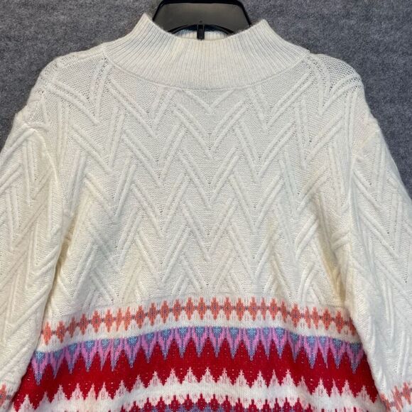NWT ST. JOHN'S BAY Sweater Women’s XL Multicolor Fair Isle Cable Knit Pullover - Picture 5 of 16